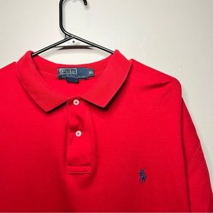 Polo Ralph Lauren Mens Extra Large XL Short Sleeve Collared Hi Low Red Shirt